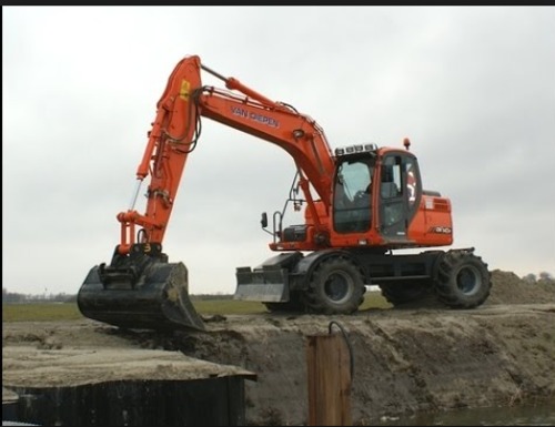 Product picture Daewoo Doosan DX140W DX160W Wheel Excavator Operation and Maintenance Manual Instant Download